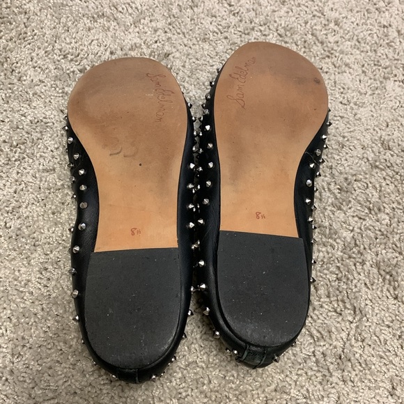 Sam Edelman Black Leather Studded Flats - Picture 2 of 5